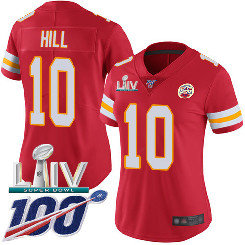 Kansas City Chiefs Nike 10 Tyreek Hill Red Super Bowl LIV 2020 Team Color Women Stitched NFL 100th Season Vapor Untouchable Limited Jersey